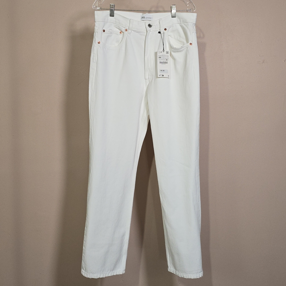 Zara Women's Straight Leg White Jeans